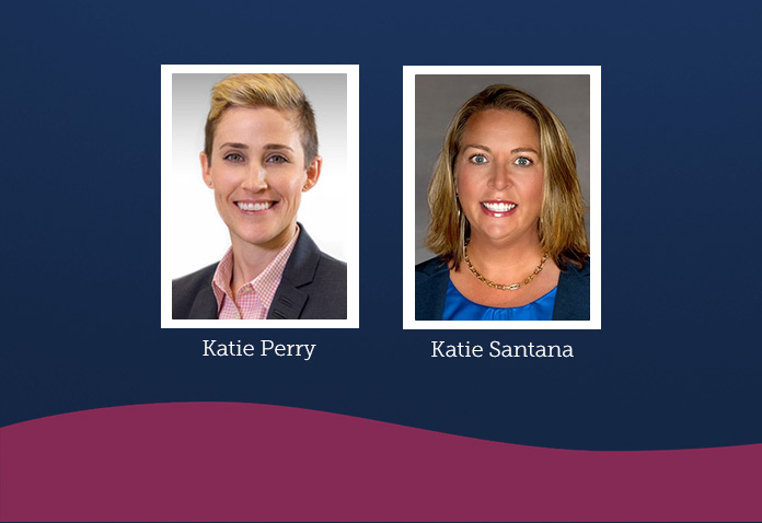 Image features two headshots of FlexPoint implementation and instruction experts, Katie Perry and Katie Santana